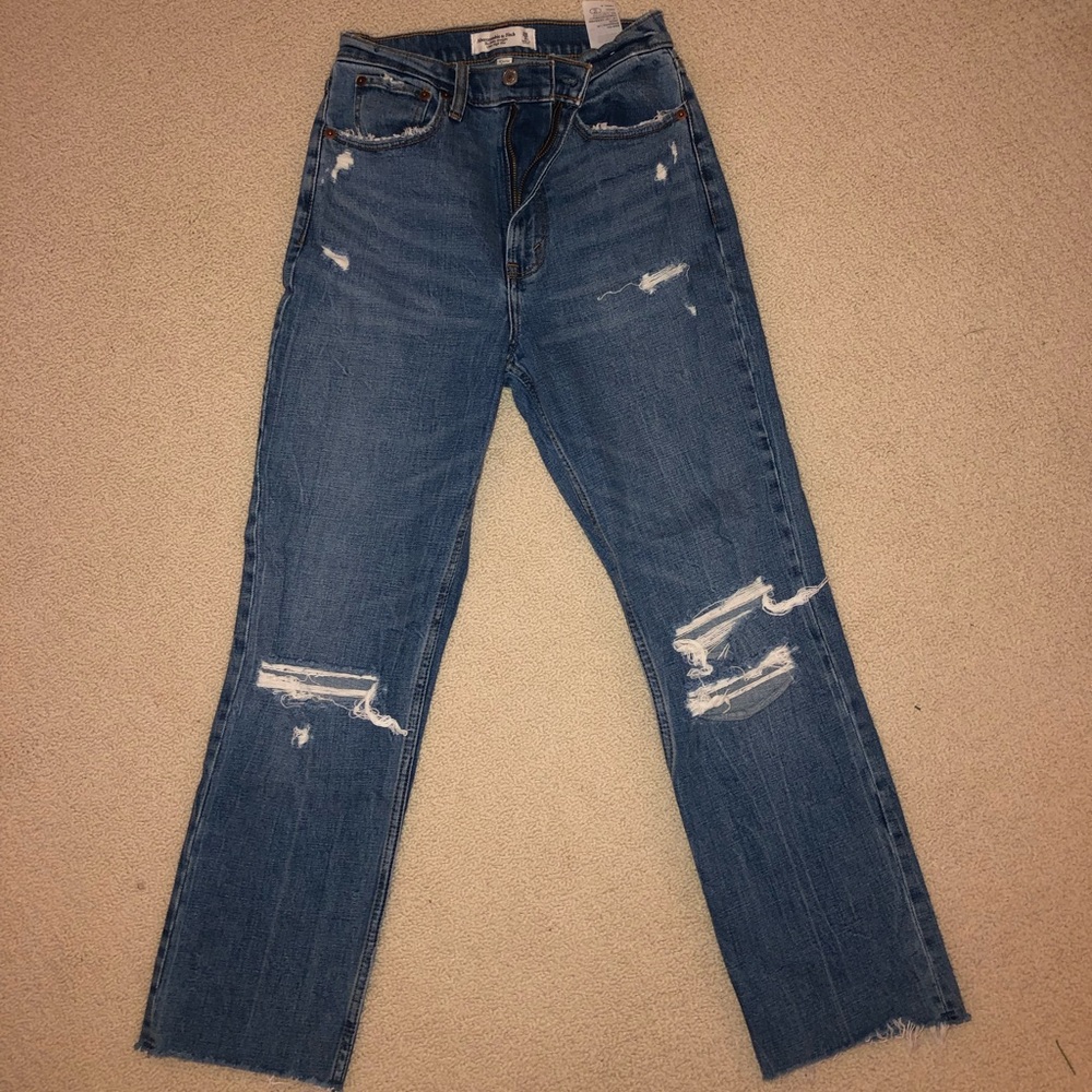 Abercrombie ultra high rise ankle straight jeans